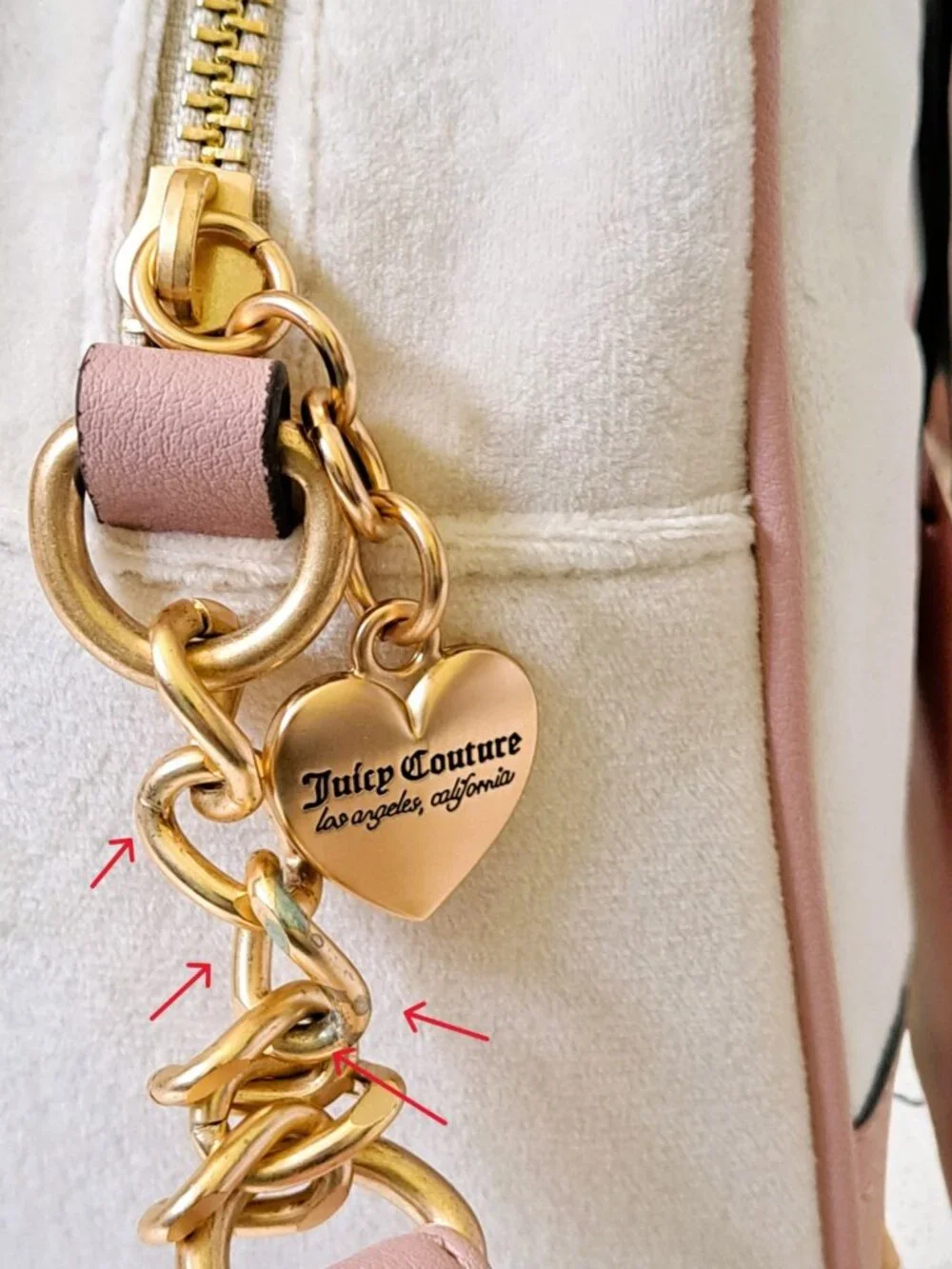 Juicy Couture Retro Vibe Bowler Satchel Pink & Cream Velour Y2K NWT